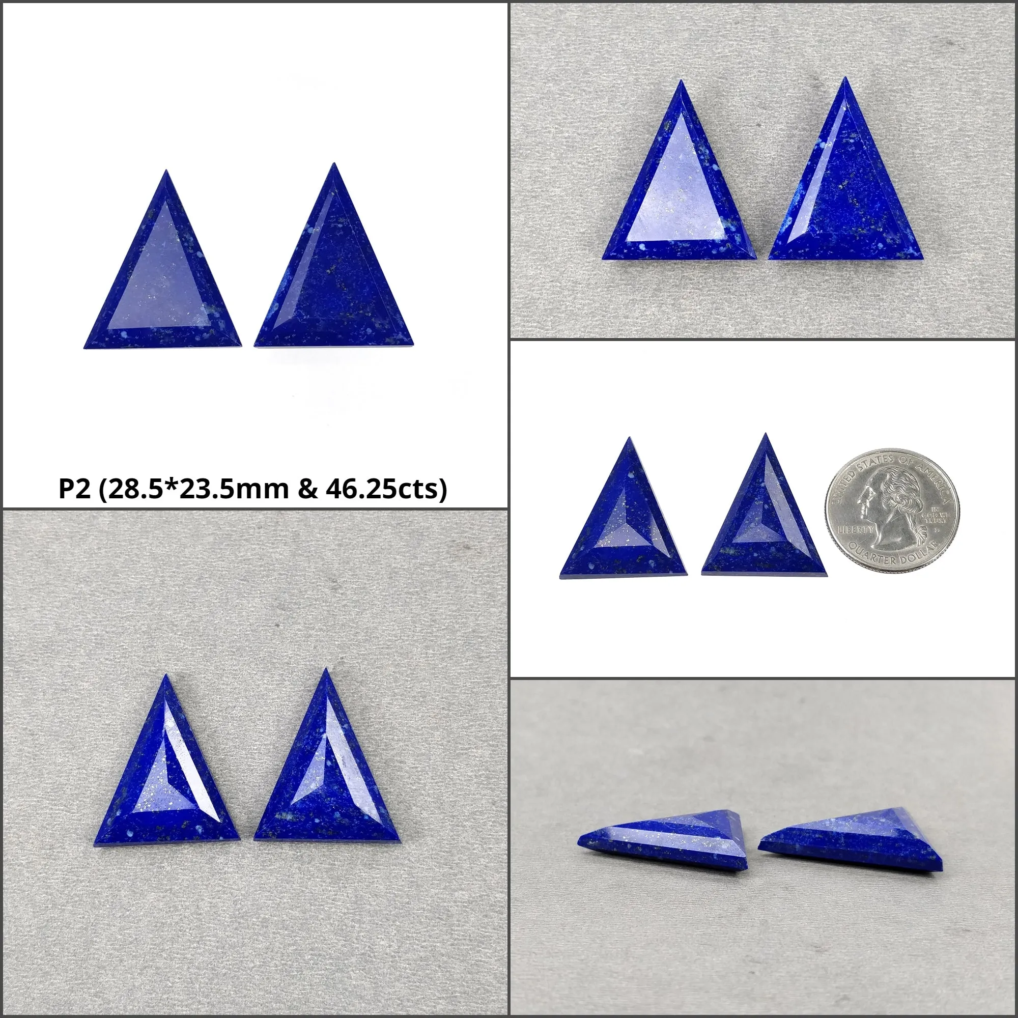 Lapis Lazuli Gemstone Normal Cut : Natural Untreated Unheated Blue Lapis Triangle Cushion & Uneven Shape