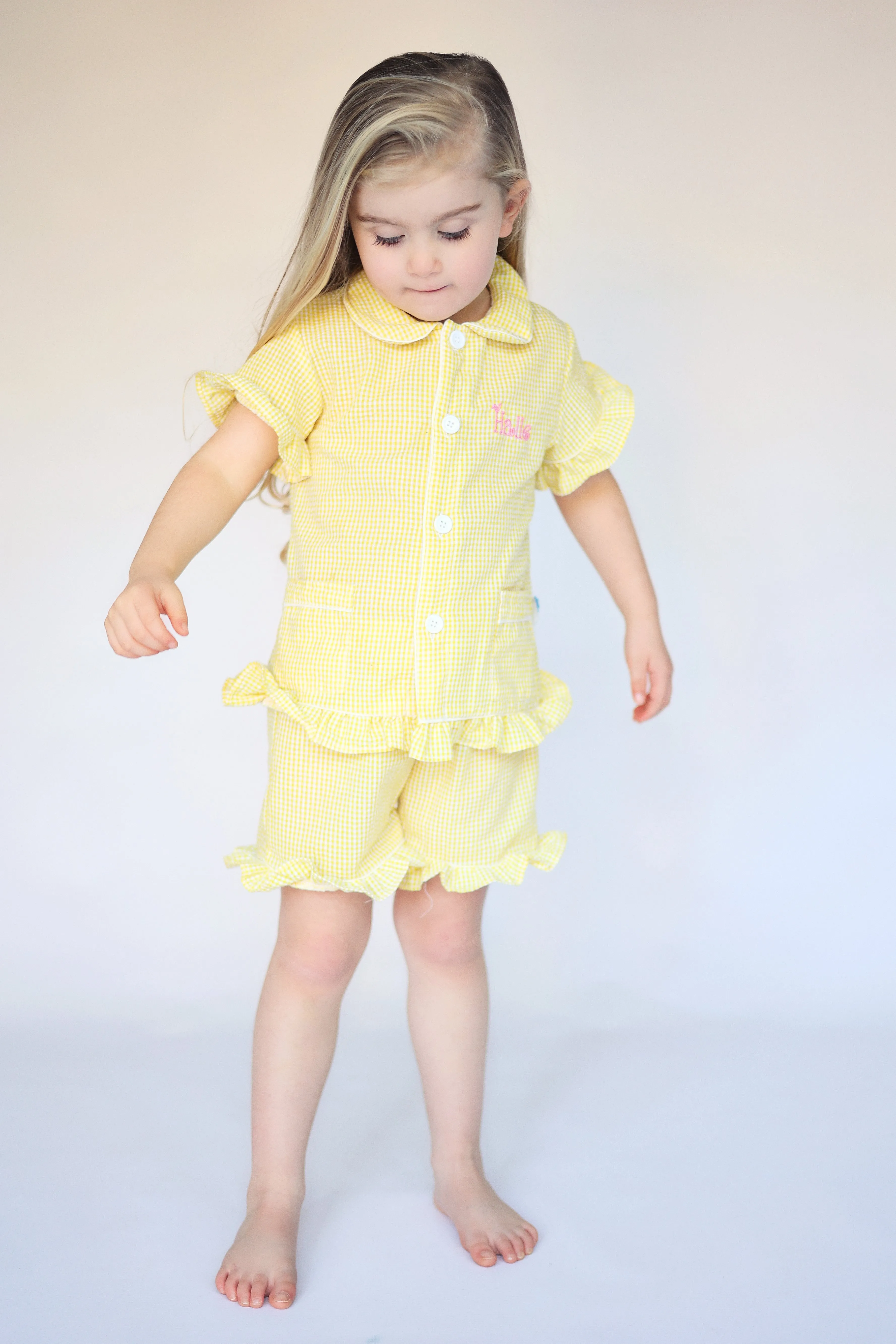 Lemon ruffle girls set