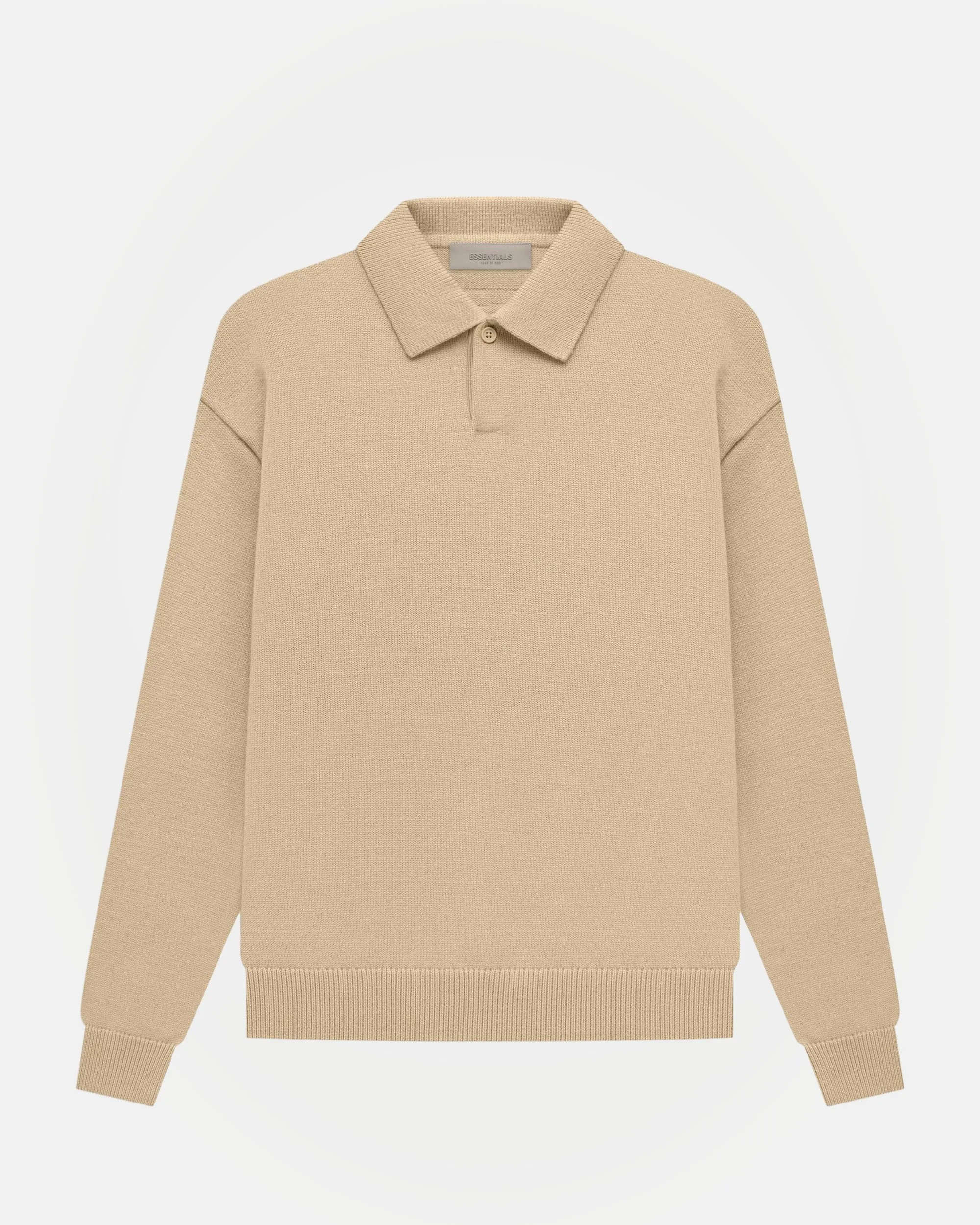 Long Sleeve Polo in Sand