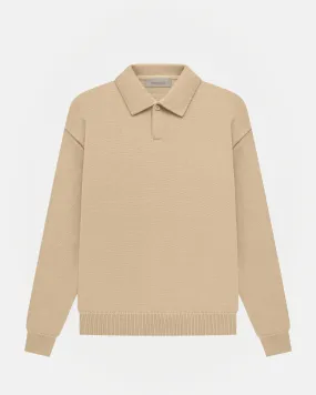 Long Sleeve Polo in Sand