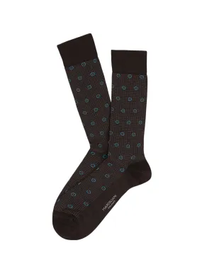 Marcoliani Pima Cotton Lisle Dark Brown Circle Socks