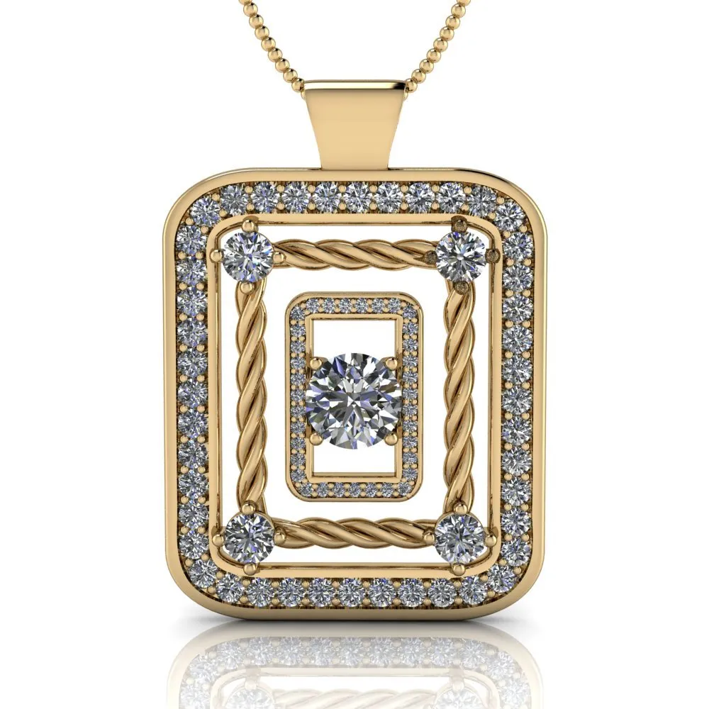 Moissanite Rectangle Pendant Necklace 3.11 CTW