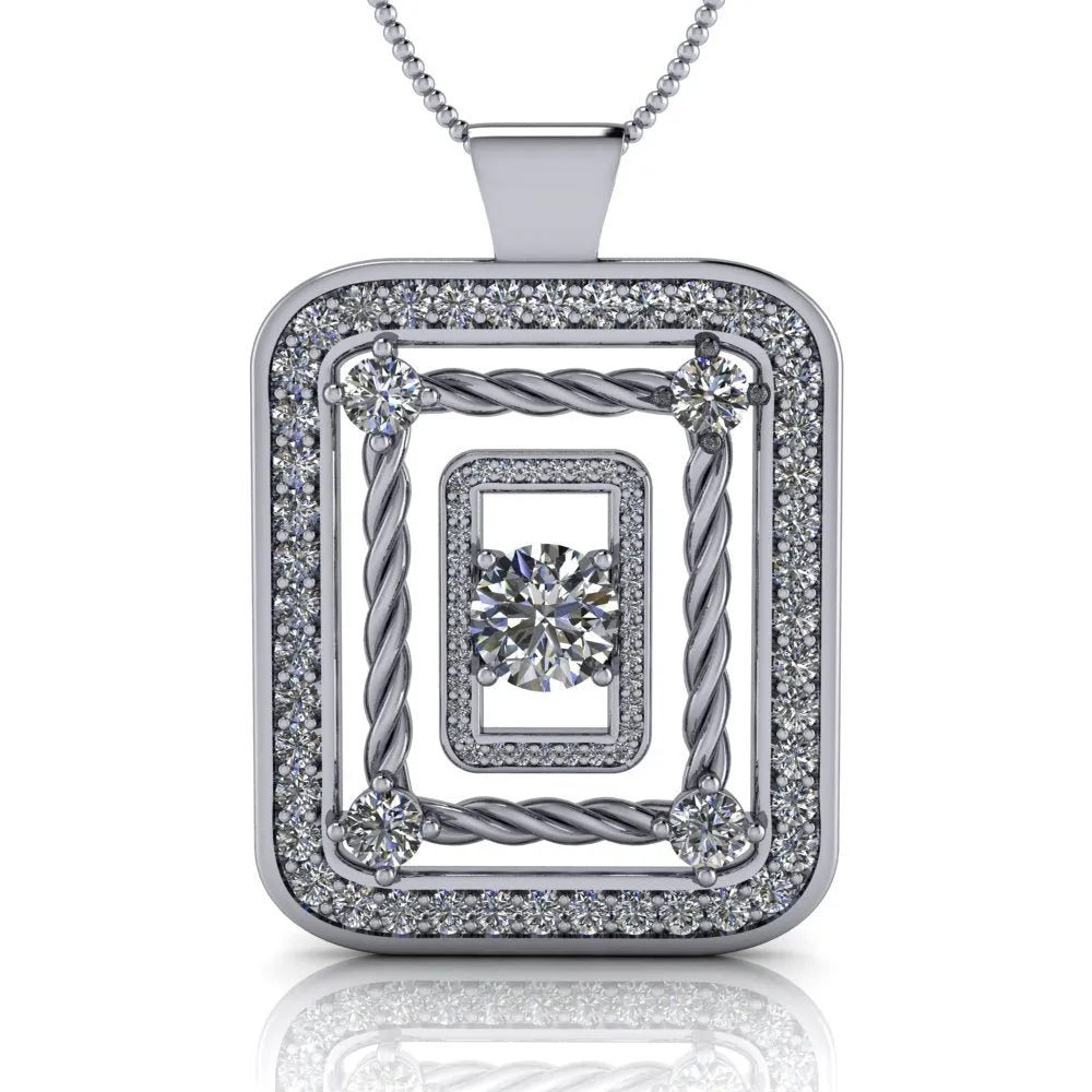 Moissanite Rectangle Pendant Necklace 3.11 CTW