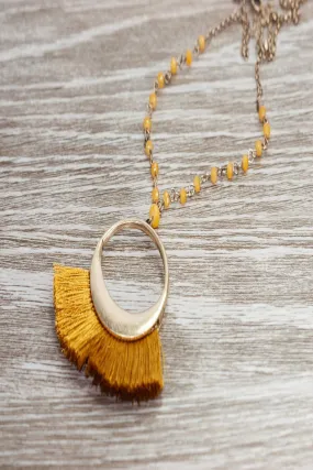 Mustard Tassel Necklace Set