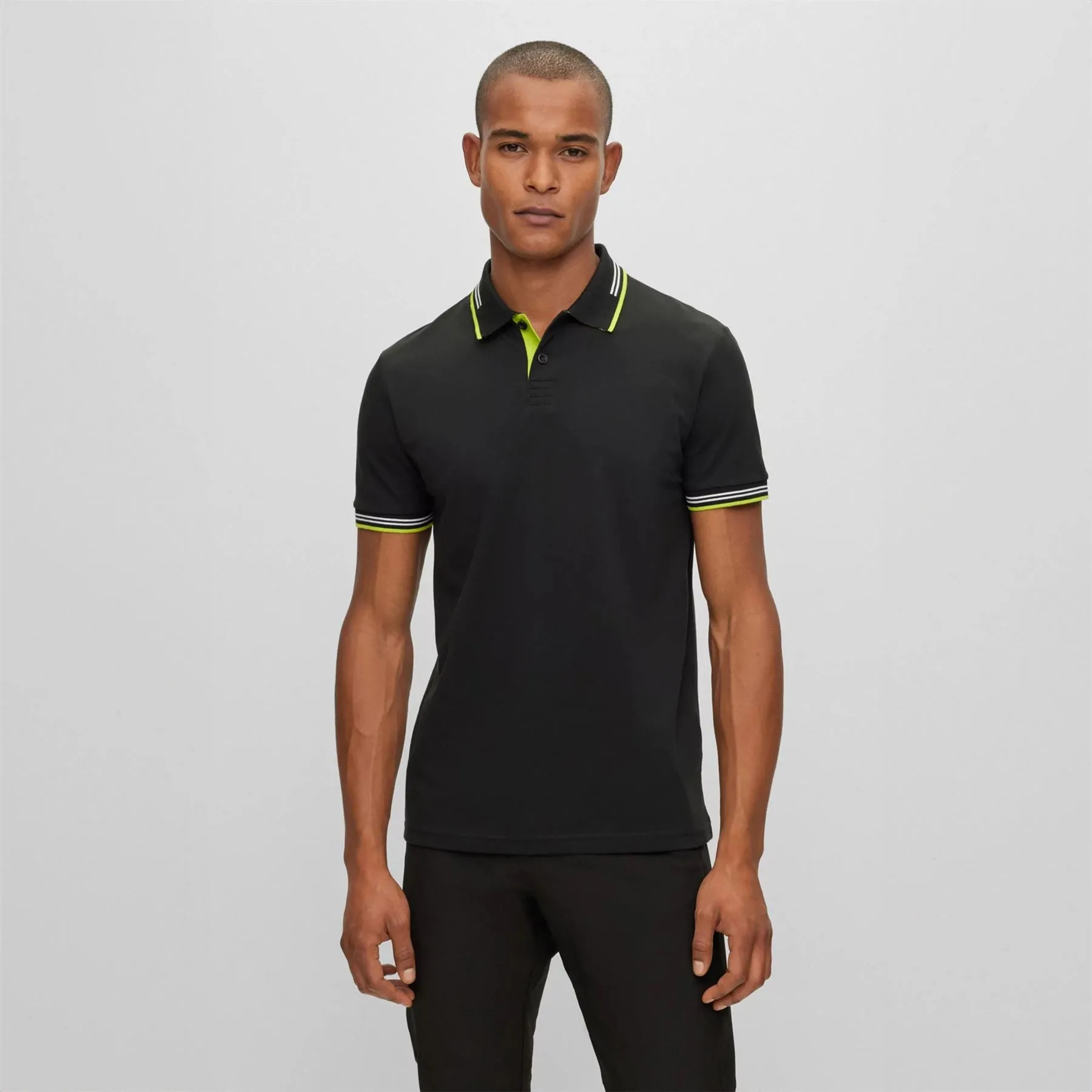 Paul Curved Cotton Jersey Slim Fit Polo Black - W23