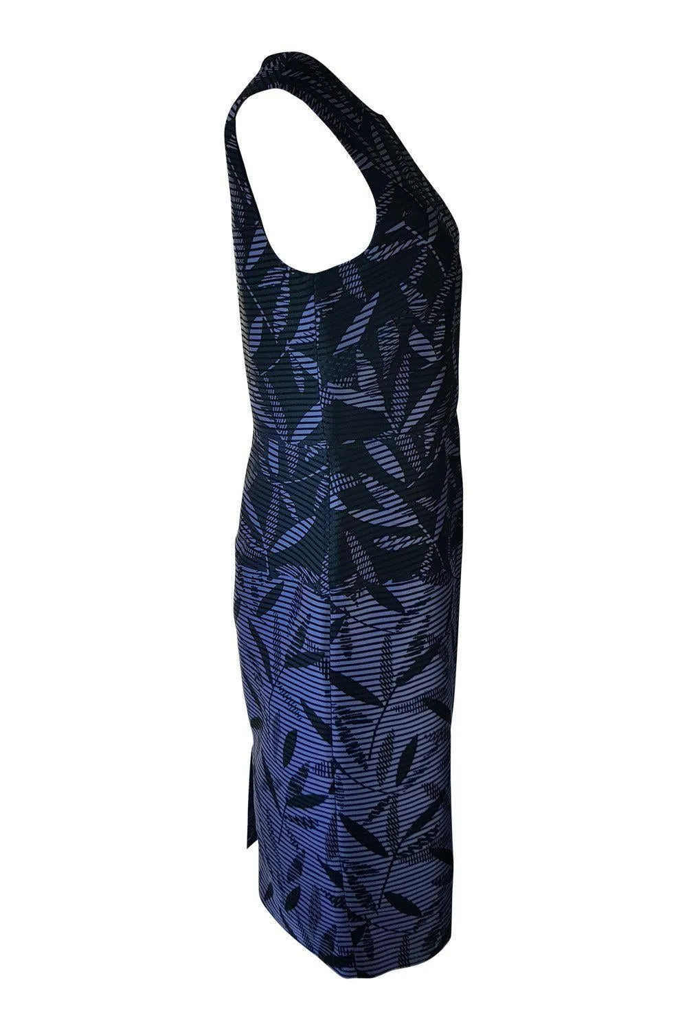 PAUL SMITH Silk Blue Green Leaf Print Sleeveless Shift Dress (IT 44)