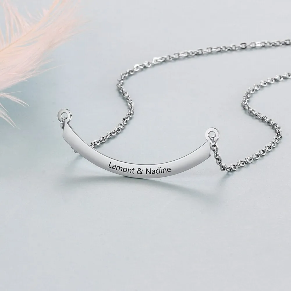 Personalized Semi-Arc Shape 2 Names Pendant