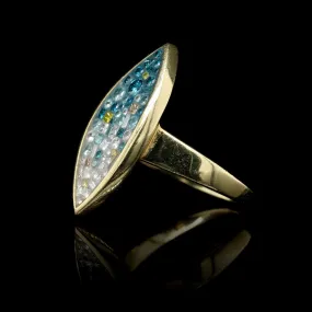 Pleve 18K Yellow Gold Estate Color Treated Diamond and Resin Mosaic Ring