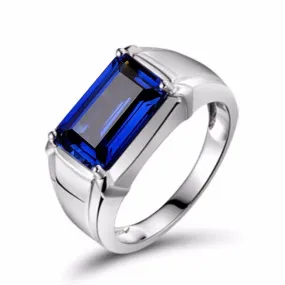 Sapphire and Emerald Stone Solitaire Eternity Square Silver Resizable Ring