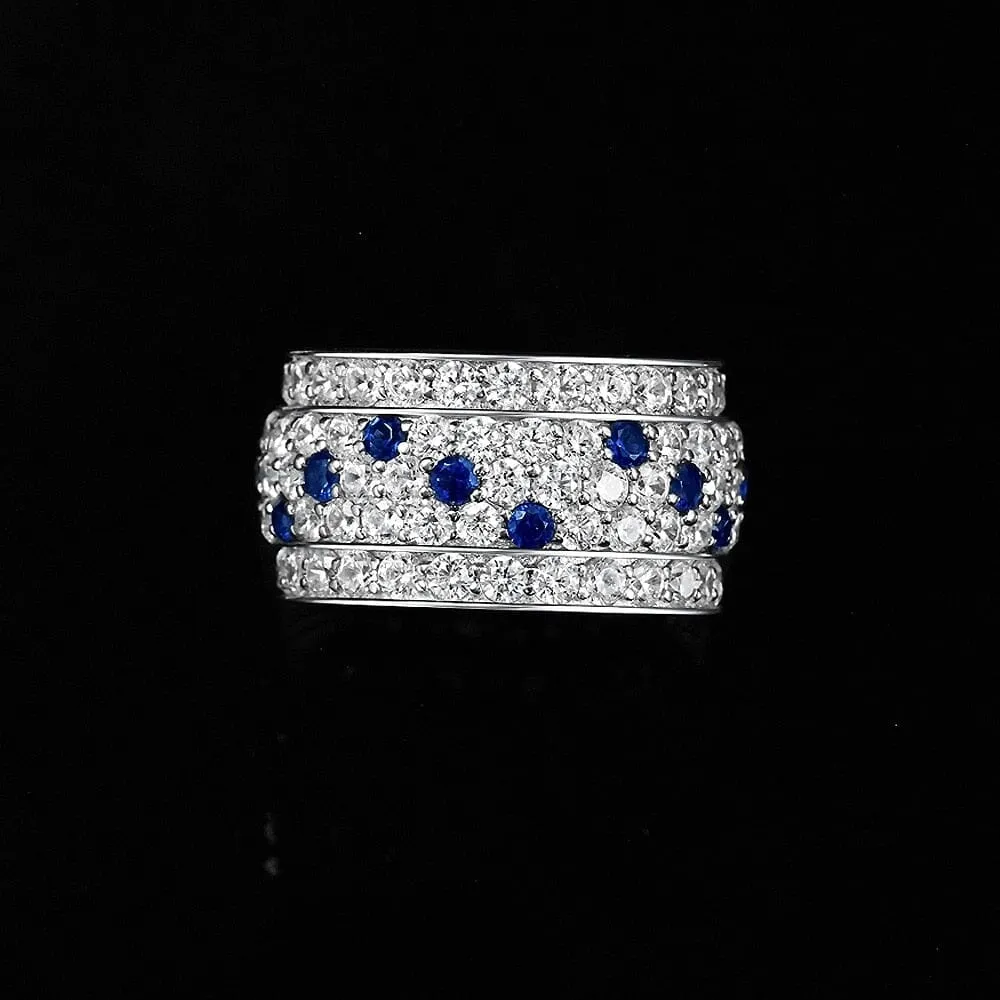 Sapphires and Diamonds 925 Sterling Silver Ring