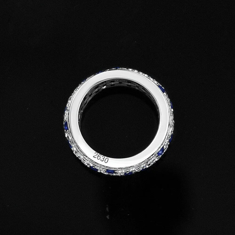 Sapphires and Diamonds 925 Sterling Silver Ring