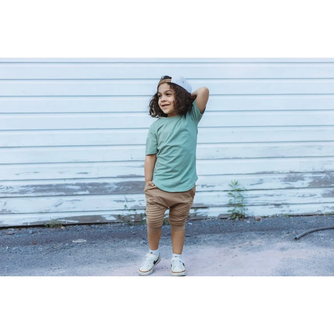 Short Sleeve Biker Shirt- Seafoam