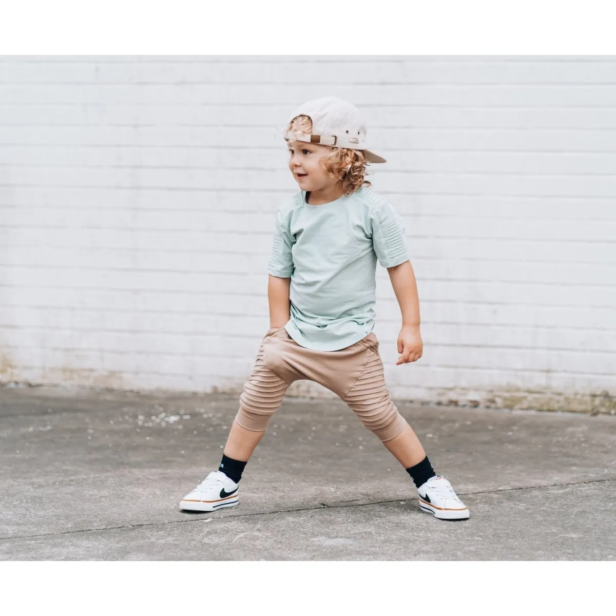 Short Sleeve Biker Shirt- Seafoam