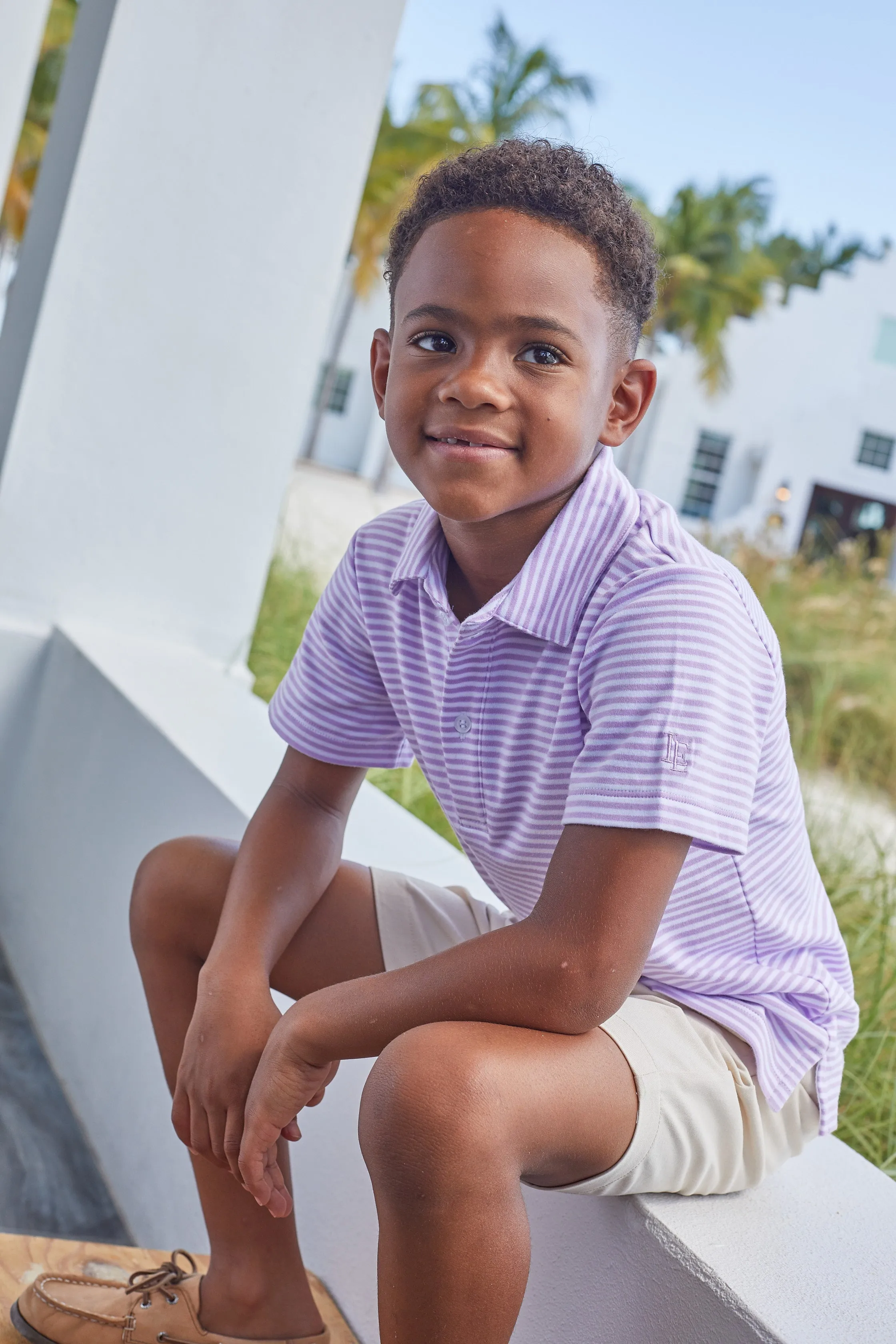 Short Sleeve Polo - Lavender Stripe