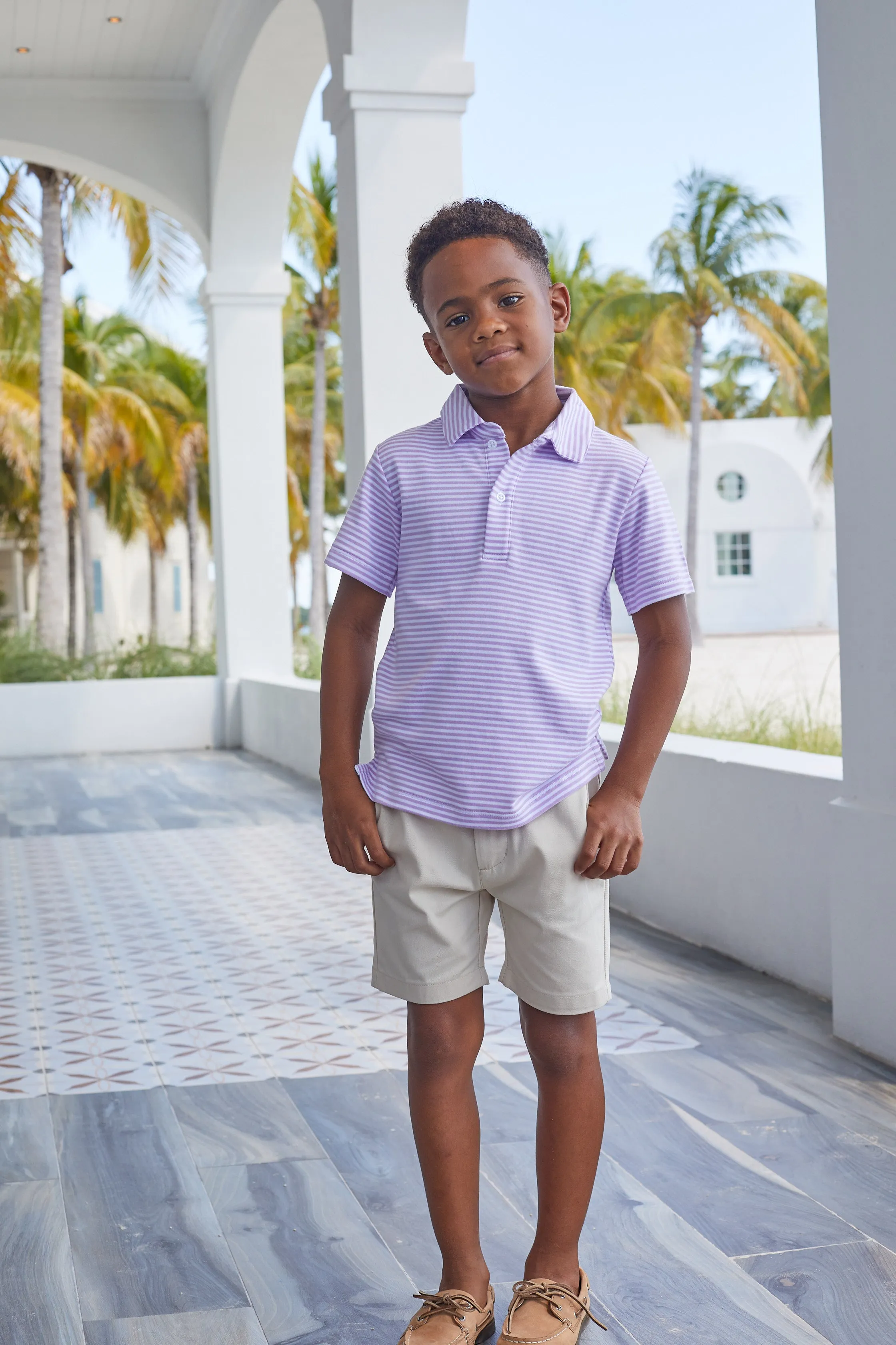 Short Sleeve Polo - Lavender Stripe