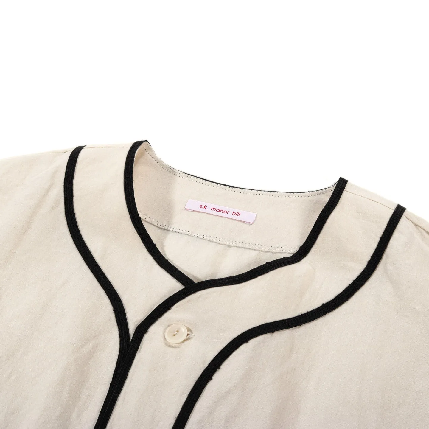 S.K. MANOR HILL BASEBALL SHIRT BONE LINEN COTTON