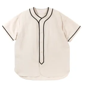 S.K. MANOR HILL BASEBALL SHIRT BONE LINEN COTTON