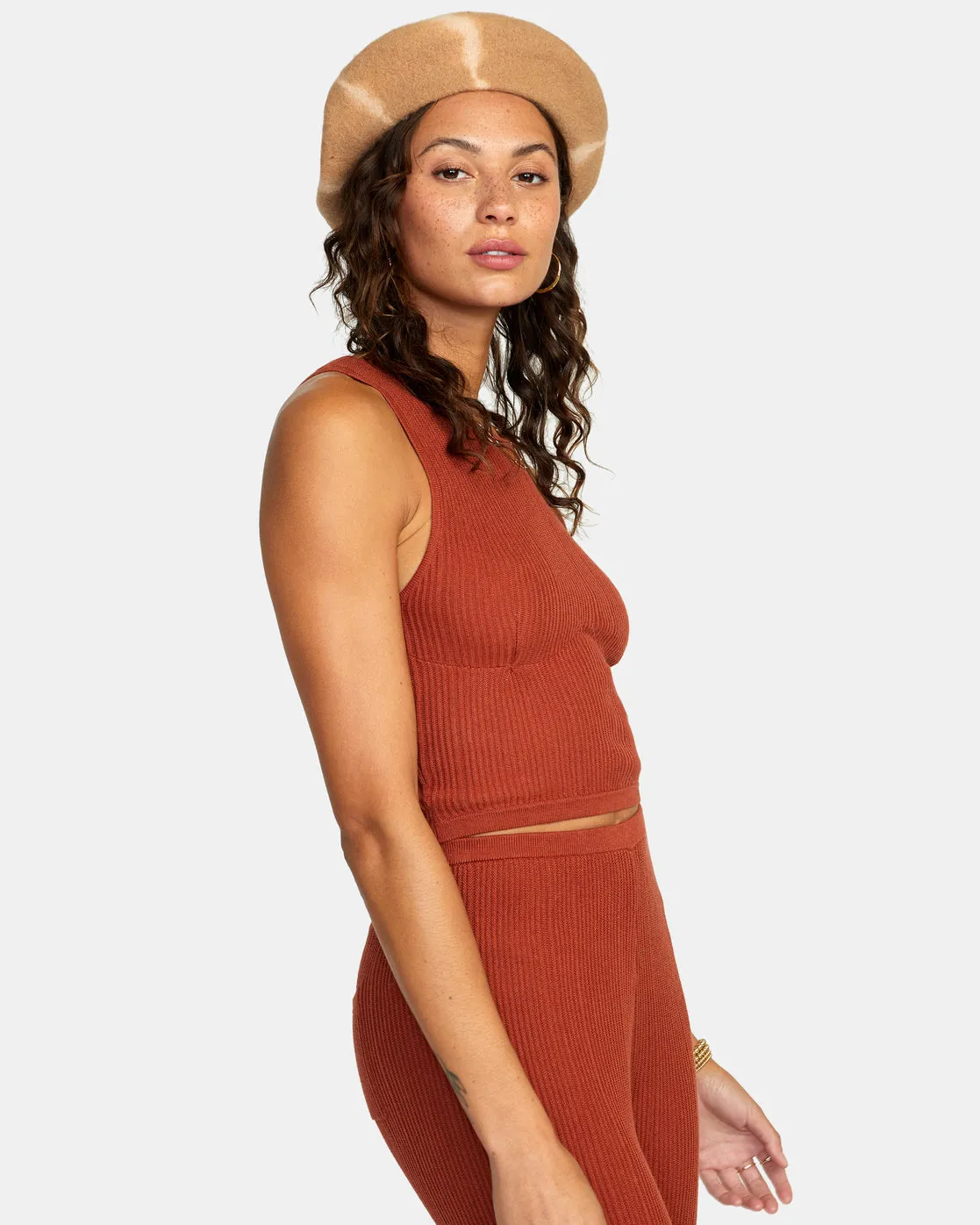 Swerve Cropped Tank Top - Arabian Spice