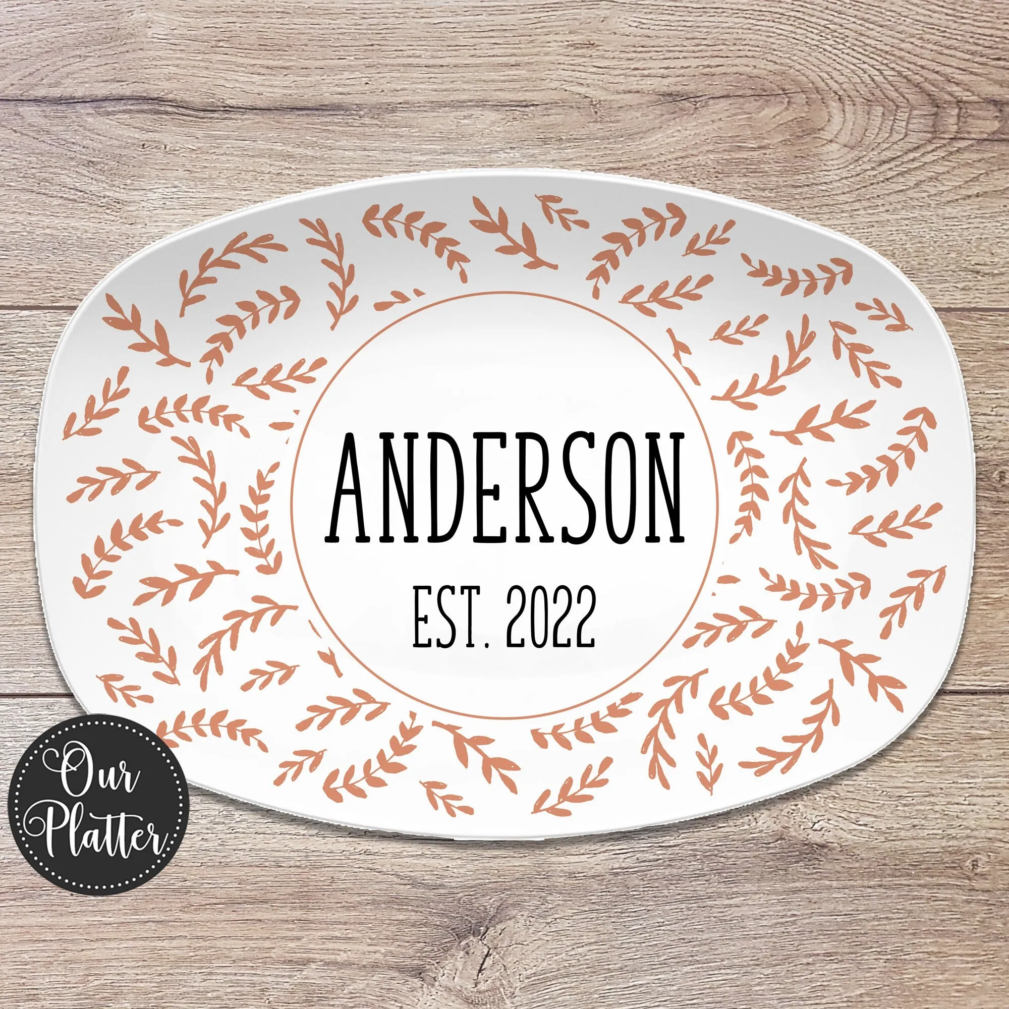 Terracotta Leaf Personalized Platter