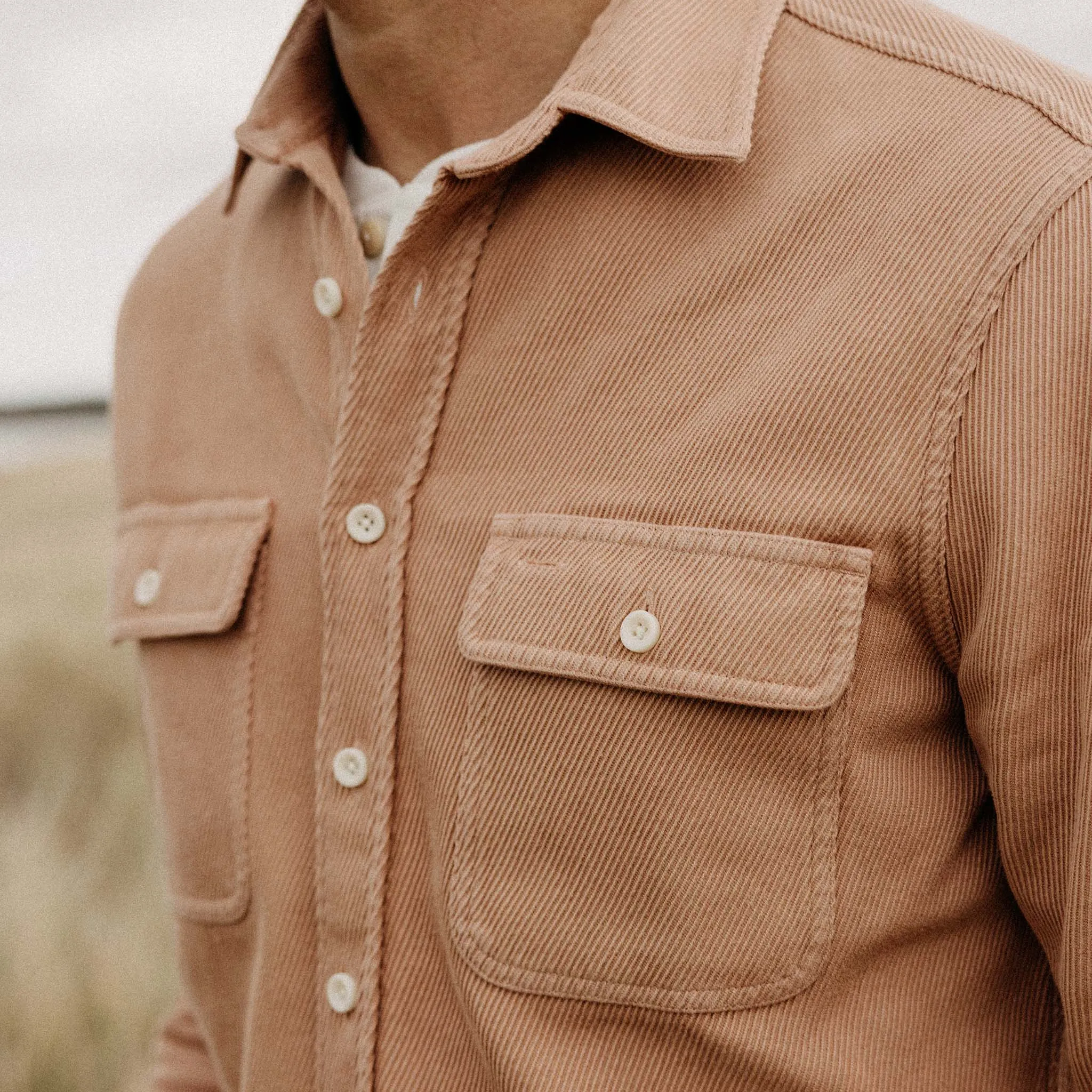 The Ledge Shirt in Dusty Coral Twill