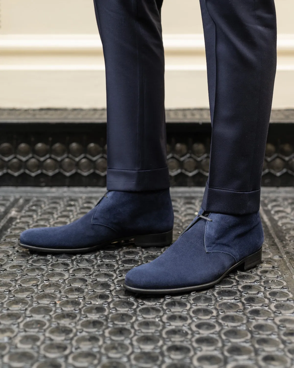 The Newman Chukka Boot - Midnight Blue Suede