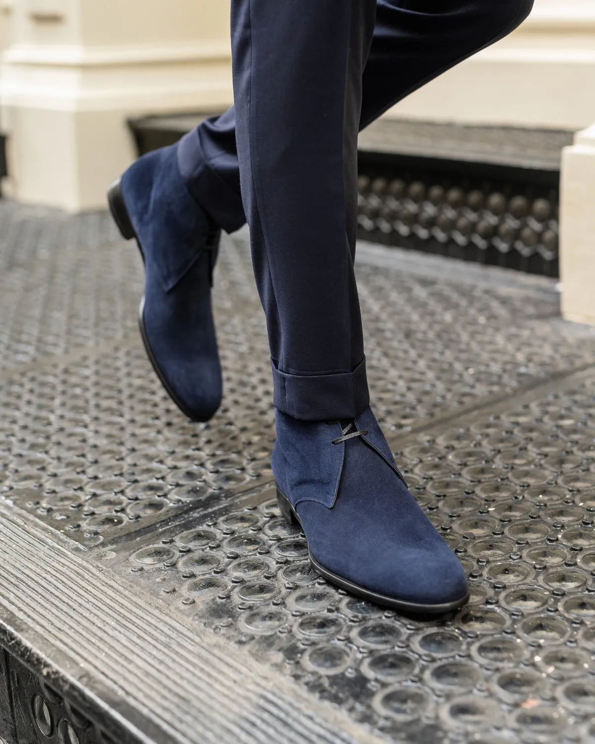 The Newman Chukka Boot - Midnight Blue Suede