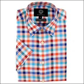 Viyella Red & Blue  Checked  Cotton Short Sleeve.