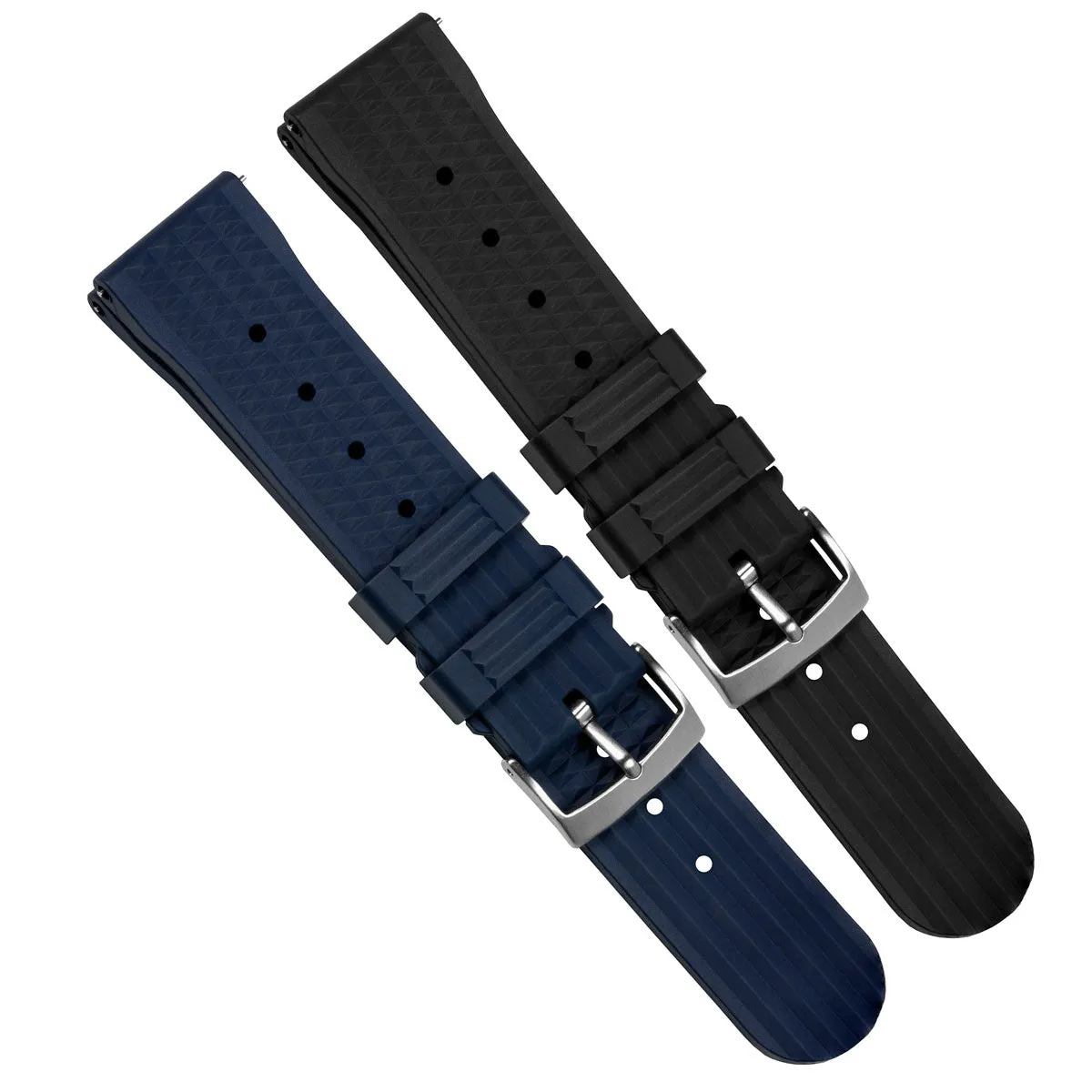 Waffle Pattern FKM Rubber Dive Watch Strap - Blue