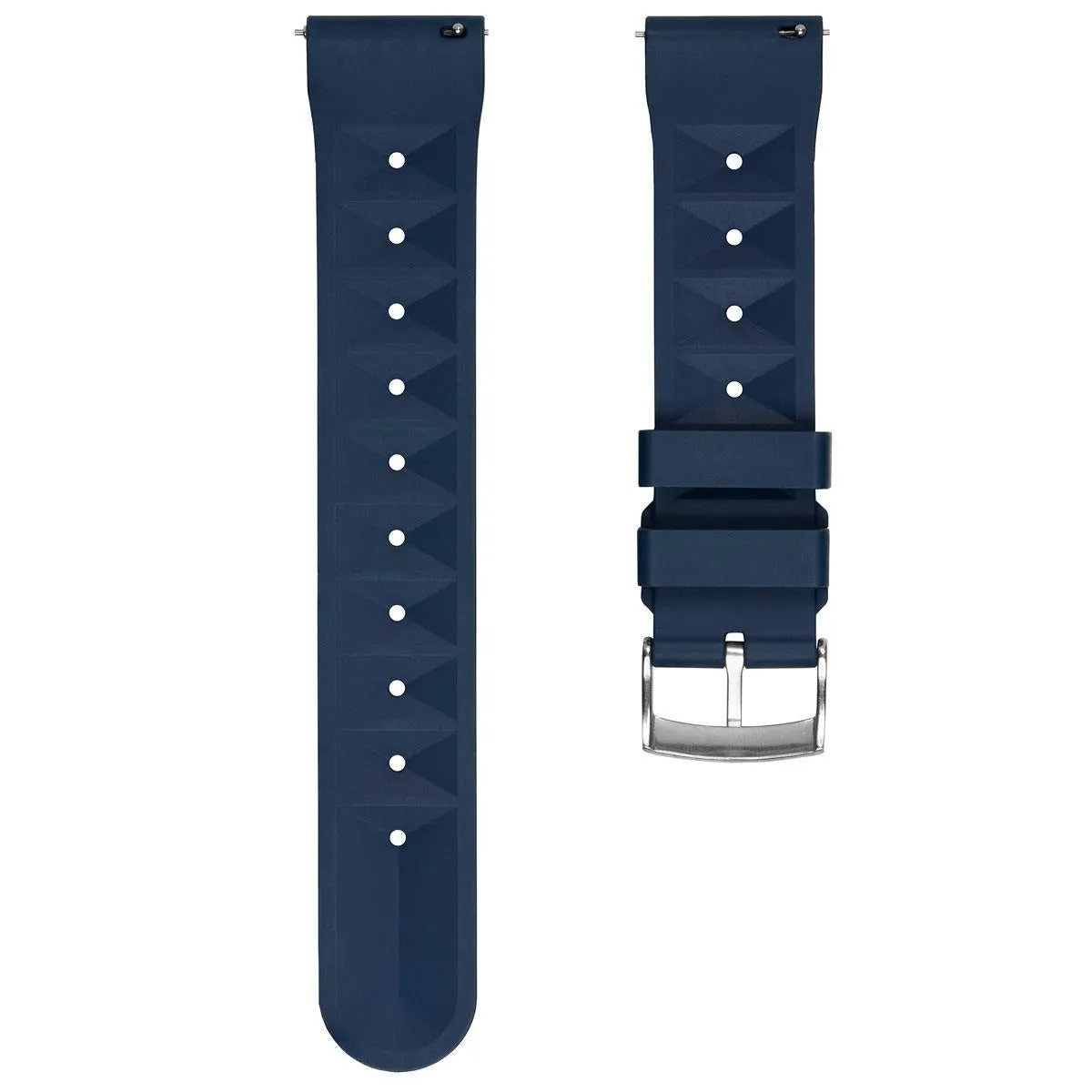 Waffle Pattern FKM Rubber Dive Watch Strap - Blue